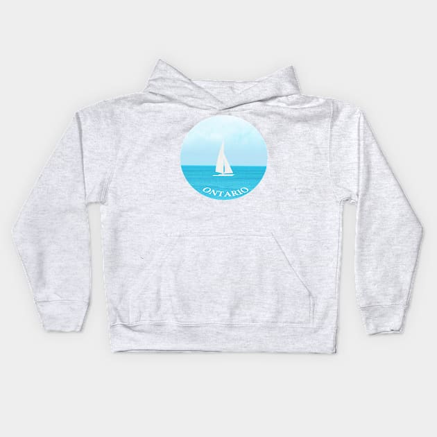 Fun Sailing in a white sailboat in the pretty blue lake in Ontario Canada Kids Hoodie by Star58